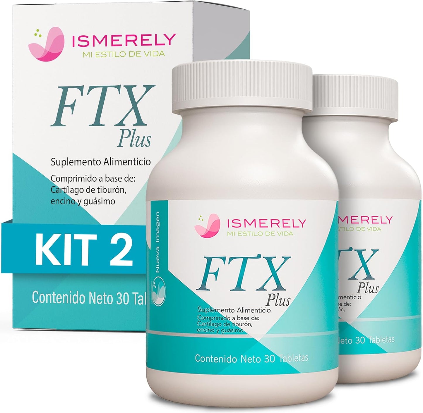 Kit 2 | FTX Plus | Supplement with Vitamin C, D, E, Magnesium, Collagen, Vitamin E and More | 30 Tablets Per Bottle